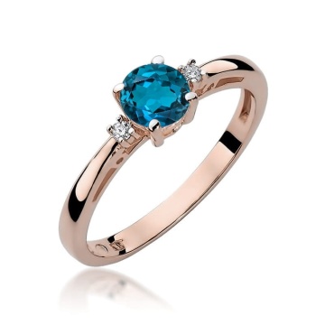 Inel Aur 14K cu Topaz London Blue 0.50 ct si Diamante Naturale 0.03 ct - Img 8