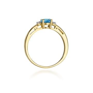 Inel Aur 14K cu Topaz London Blue 0.50 ct si Diamante Naturale 0.03 ct - Img 3