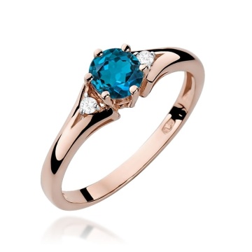 Inel Aur 14K cu Topaz London Blue 0.50 ct si Diamante Naturale 0.03 ct - Img 7