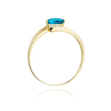 Inel Aur 14K cu Topaz London Blue 0.50 ct si Diamante Naturale 0.05 ct - Img 3