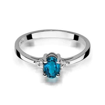 Inel Aur 14K cu Topaz London Blue 0.50 ct si Diamante Naturale 0.05 ct - Img 8