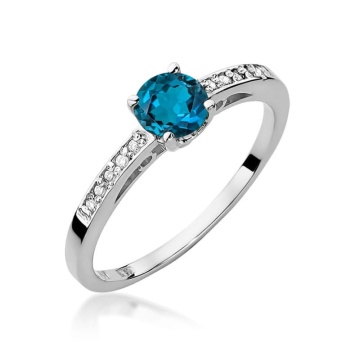 Inel Aur 14K cu Topaz London Blue 0.50 ct si Diamante Naturale 0.05 ct - Img 5