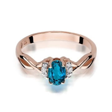 Inel Aur 14K cu Topaz London Blue 0.50 ct si Diamante Naturale 0.05 ct - Img 9