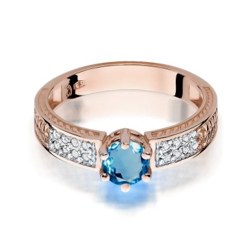 Inel Aur 14K cu Topaz London Blue 0.50 ct si Diamante Naturale 0.08 ct - Img 6