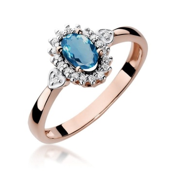 Inel Aur 14K cu Topaz London Blue 0.50 ct si Diamante Naturale 0.10 ct - Img 5