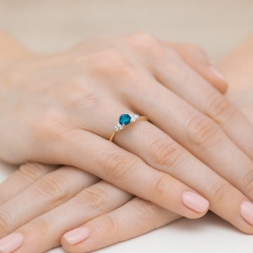 Inel Aur 14K cu Topaz London Blue 0.50 ct si Diamante Naturale 0.18 ct - Img 4