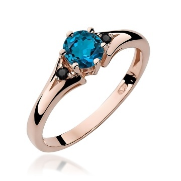Inel Aur 14K cu Topaz London Blue 0.50 ct si Diamante Naturale Negre 0.03 ct - Img 7