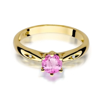 Inel Aur 14K cu Topaz Roz 0.60 ct si Diamante Naturale 0.01 ct - Img 2