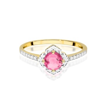 Inel Aur 14K cu Topaz Roz 0.60 ct si Diamante Naturale 0.13 ct - Img 2