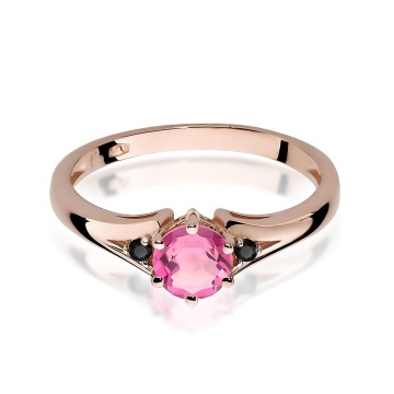 Inel Aur 14K cu Topaz Roz 0.60 ct si Diamante Naturale Negre 0.03 ct - Img 8