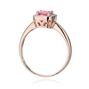 Inel Aur 14K cu Topaz Roz 0.65 ct si Diamante Naturale 0.10 ct - Img 7
