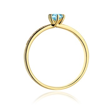 Inel Aur 14K cu Topaz Swiss 0.15 ct si Diamante Naturale 0.07 ct - Img 3
