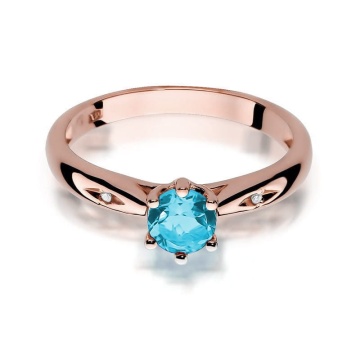 Inel Aur 14K cu Topaz Swiss 0.50 ct si Diamante Naturale 0.01 ct - Img 7