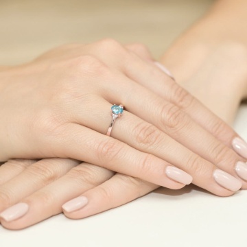Inel Aur 14K cu Topaz Swiss 0.50 ct si Diamante Naturale 0.05 ct - Img 11