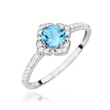 Inel Aur 14K cu Topaz Swiss 0.50 ct si Diamante Naturale 0.13 ct - Img 5