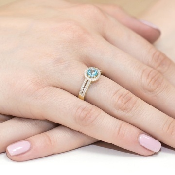 Inel Aur 14K cu Topaz Swiss 0.50 ct si Diamante Naturale 0.20 ct - Img 4