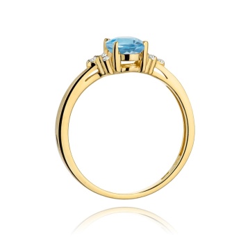 Inel Aur 14K cu Topaz Swiss 0.90 ct si Diamante Naturale 0.05 ct - Img 3