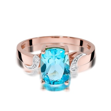 Inel Aur 14K cu Topaz Swiss 2.40 ct si Diamante Naturale 0.01 ct - Img 9