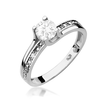 Inel Aur 14K cu White Sapphire 0.50 ct si Diamante Naturale 0.03 ct - Img 9