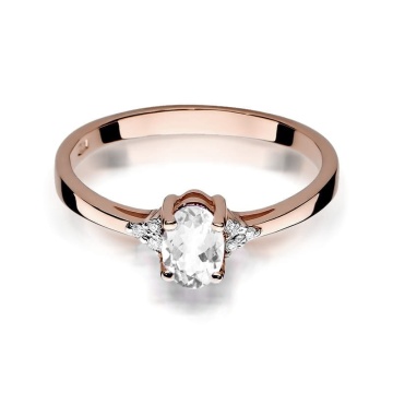 Inel Aur 14K cu White Sapphire 0.50 ct si Diamante Naturale 0.05 ct - Img 8