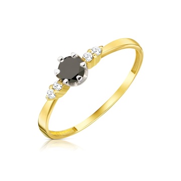 Inel Aur 14k cu Zircon Negru - Img 2
