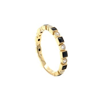Inel Aur 14k cu Zirconii Albe si Negre - Img 2