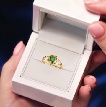 Inel Aur 8K Ajourat cu Zirconiu Verde - Eleganță Clasic - Img 3