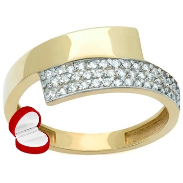 Inel Aur 8K Asimetric cu Zirconii - Design Elegant - Img 3