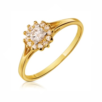 Inel Aur 8K Floare Elegant Cu Zirconii - Img 7