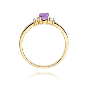 Inel Aur 9K cu Ametist 0.40 ct si Diamante Naturale 0.08 ct - Img 3