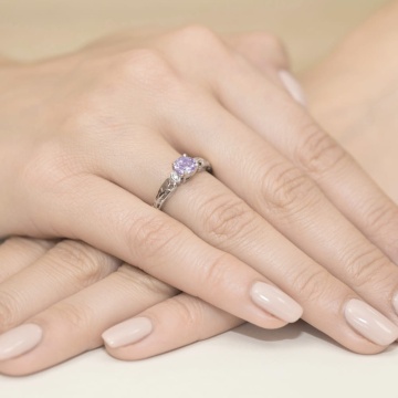 Inel Aur 9K cu Ametist 0.50 ct si Diamante Naturale 0.02 ct - Img 7