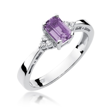Inel Aur 9K cu Ametist 0.50 ct si Diamante Naturale 0.03 ct - Img 8
