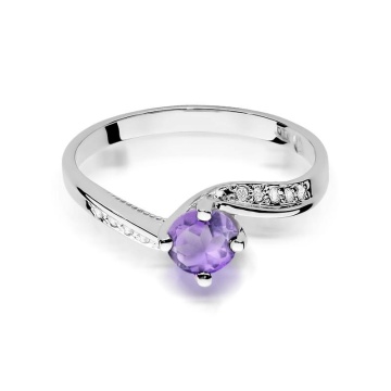 Inel Aur 9K cu Ametist 0.50 ct si Diamante Naturale 0.05 ct - Img 5