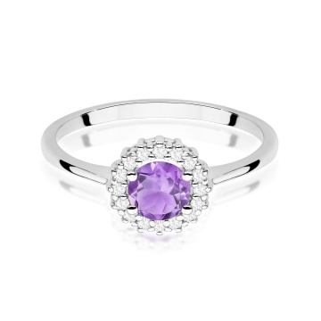 Inel Aur 9K cu Ametist 0.50 ct si Diamante Naturale 0.14 ct - Img 5