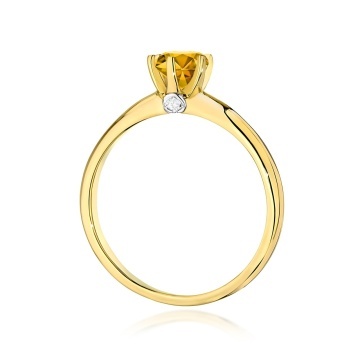 Inel Aur 9K cu Citrin 0.50 ct si Diamante Naturale 0.04 ct - Img 3
