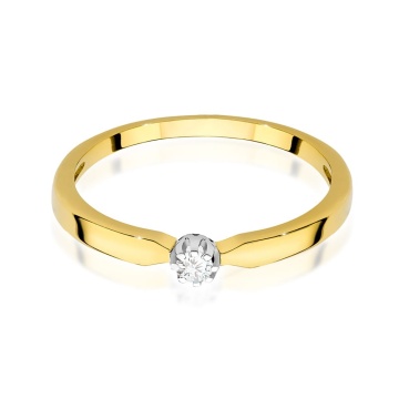 Inel Aur 9K cu Diamant Natural 0.04 ct - Img 2