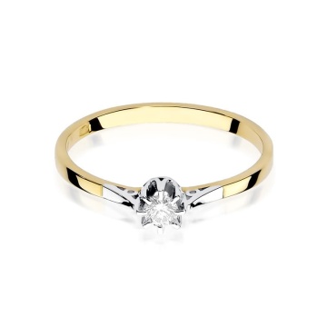 Inel Aur 9K cu Diamant Natural 0.10 ct - Img 2