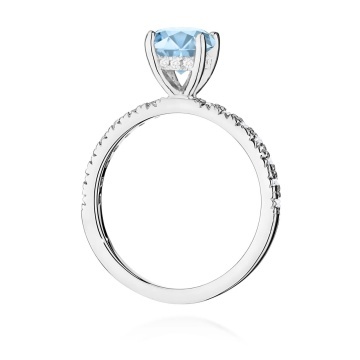 Inel Aur 9K cu Diamante Albastre de Laborator 1.26 ct - Img 7