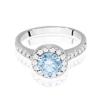 Inel Aur 9K cu Diamante Albastre de Laborator 1.38 ct - Img 6