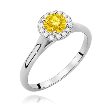 Inel Aur 9K cu Diamante Galbene de Laborator 0.62 ct - Img 5