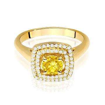 Inel Aur 9K cu Diamante Galbene de Laborator 0.78 ct - Img 2