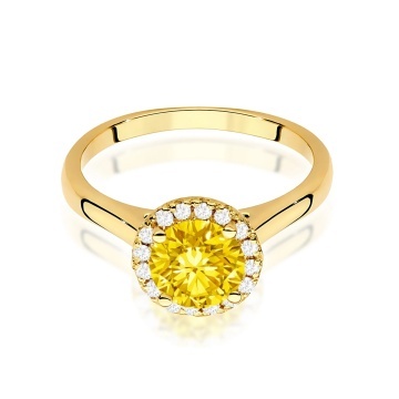 Inel Aur 9K cu Diamante Galbene de Laborator 1.14 ct - Img 2
