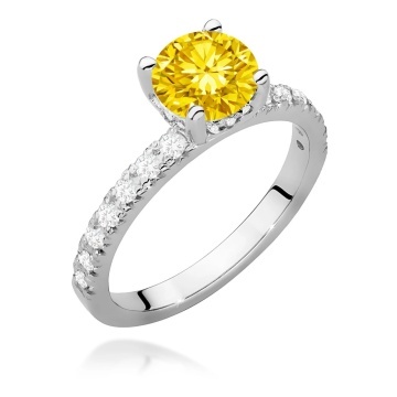 Inel Aur 9K cu Diamante Galbene de Laborator 1.26 ct - Img 5