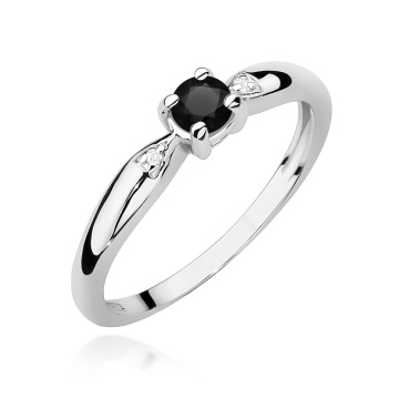 Inel Aur 9K cu Diamante Naturale Albe si Negre 0.13 ct - Img 5