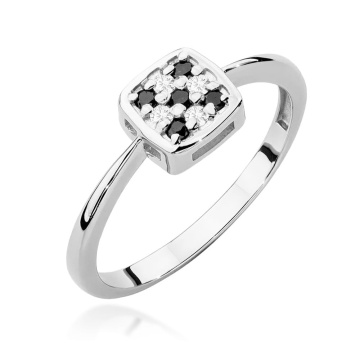 Inel Aur 9K cu Diamante Naturale Albe si Negre 0.13 ct - Img 5