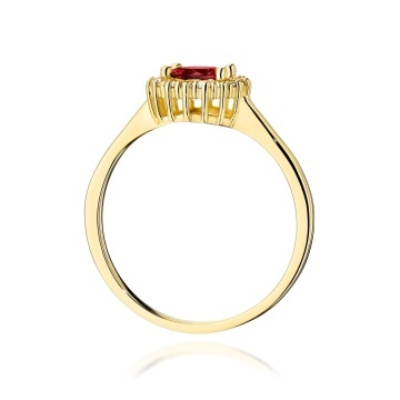 Inel Aur 9K cu Granat 0.60 ct si Diamante Naturale 0.14 ct - Img 3