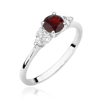 Inel Aur 9K cu Granat 0.60 ct si Diamante Naturale 0.18 ct - Img 4