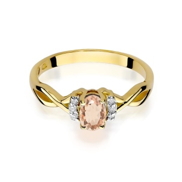 Inel Aur 9K cu Morganit 0.40 ct si Diamante Naturale 0.05 ct - Img 2