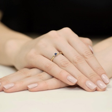 Inel Aur 9K cu Safir 0.15 ct si Diamante Naturale 0.02 ct - Img 4
