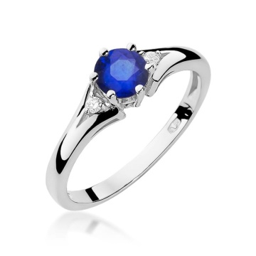 Inel Aur 9K cu Safir 0.50 ct si Diamante Naturale 0.03 ct - Img 5